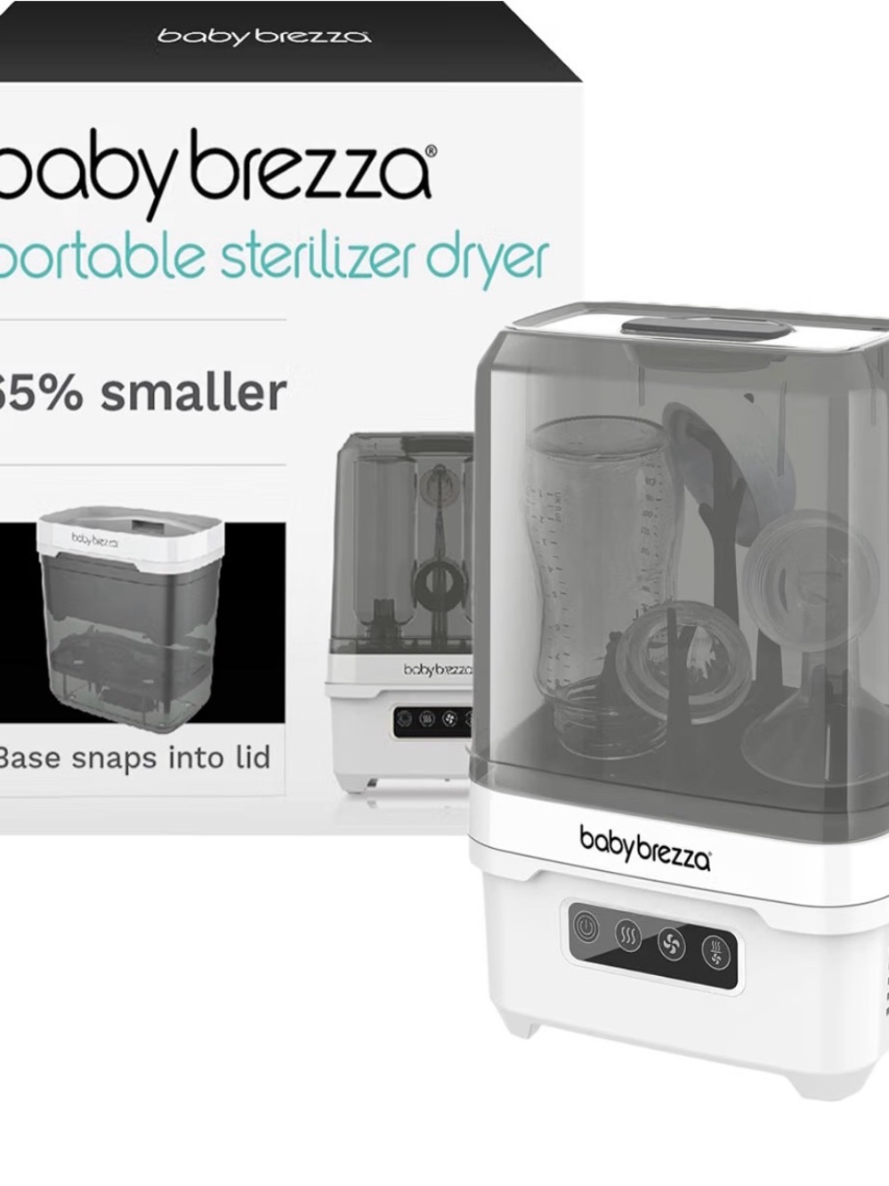 baby brezza Portable Sterilizer Dryer - White and Smoke